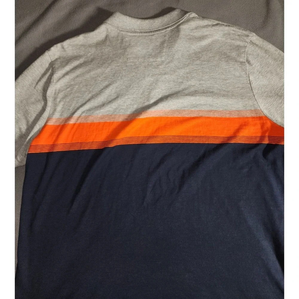 Banana Republic Shirt Mens XL Blue Orange Colorblock Short Sleeve Quarter Button